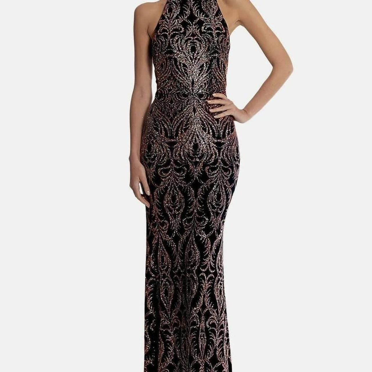 Betsy and adam clearance black and gold dress