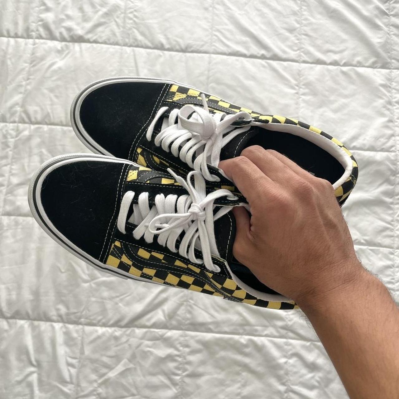 custom vans checkered X yellow will be cleaned - Depop