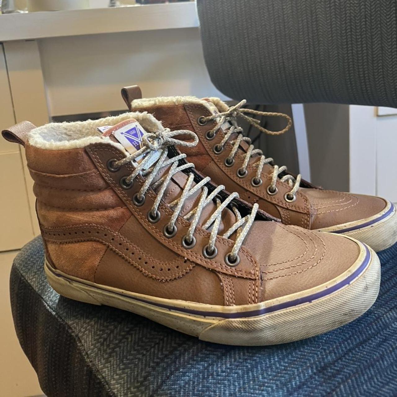 Vans x Hana Beaman tan leather suede faux fur Depop