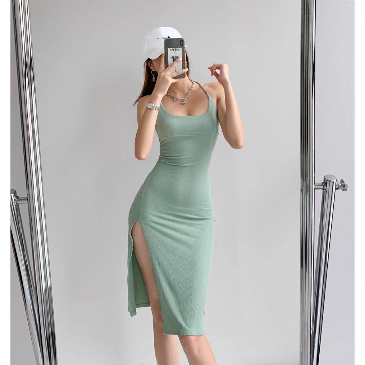 Women Sleeveless Midi Dress -Stretchy Bodycon Cotton... - Depop