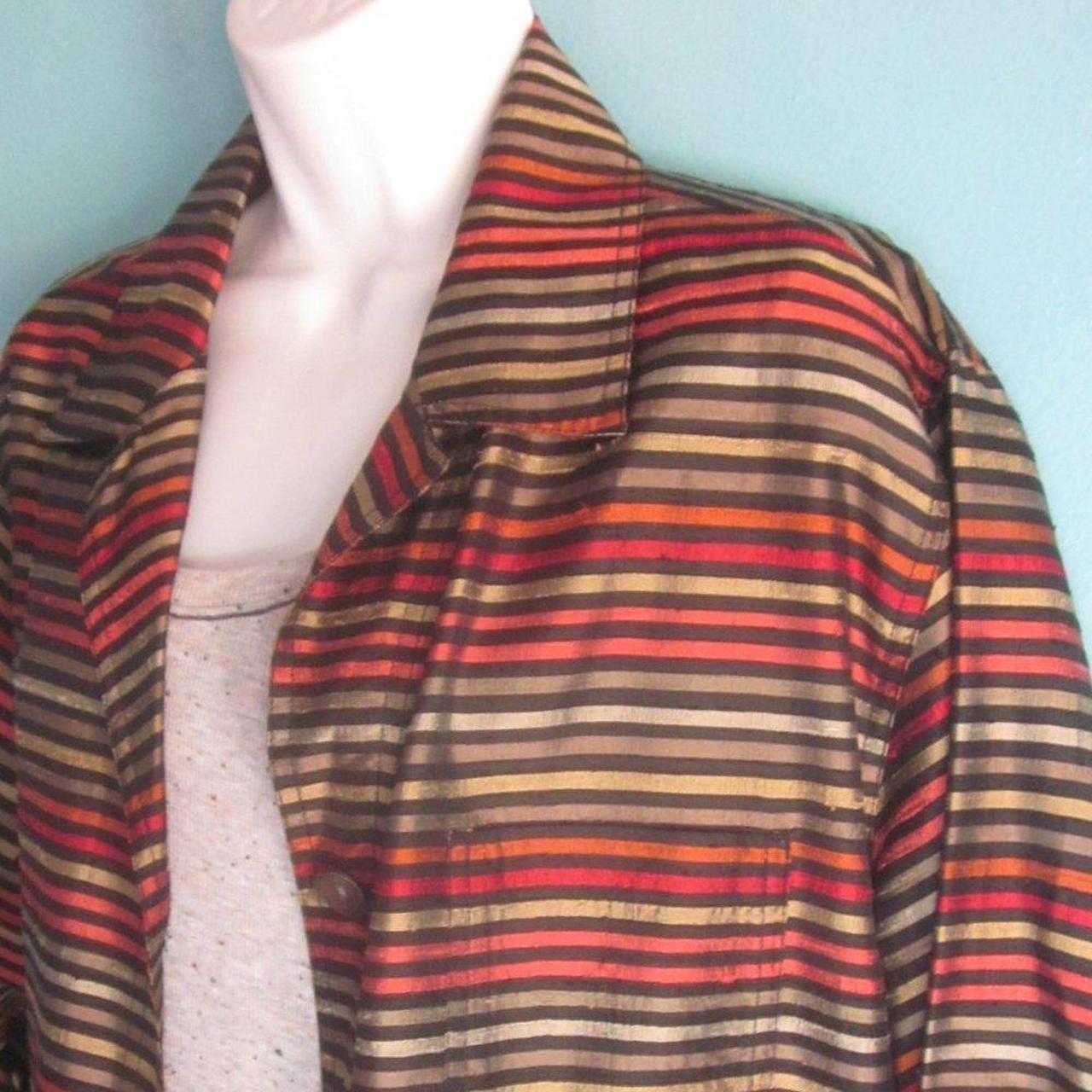 Chicos VINTAGE store Silk Oversized Striped Jacket Size 1 (Large)