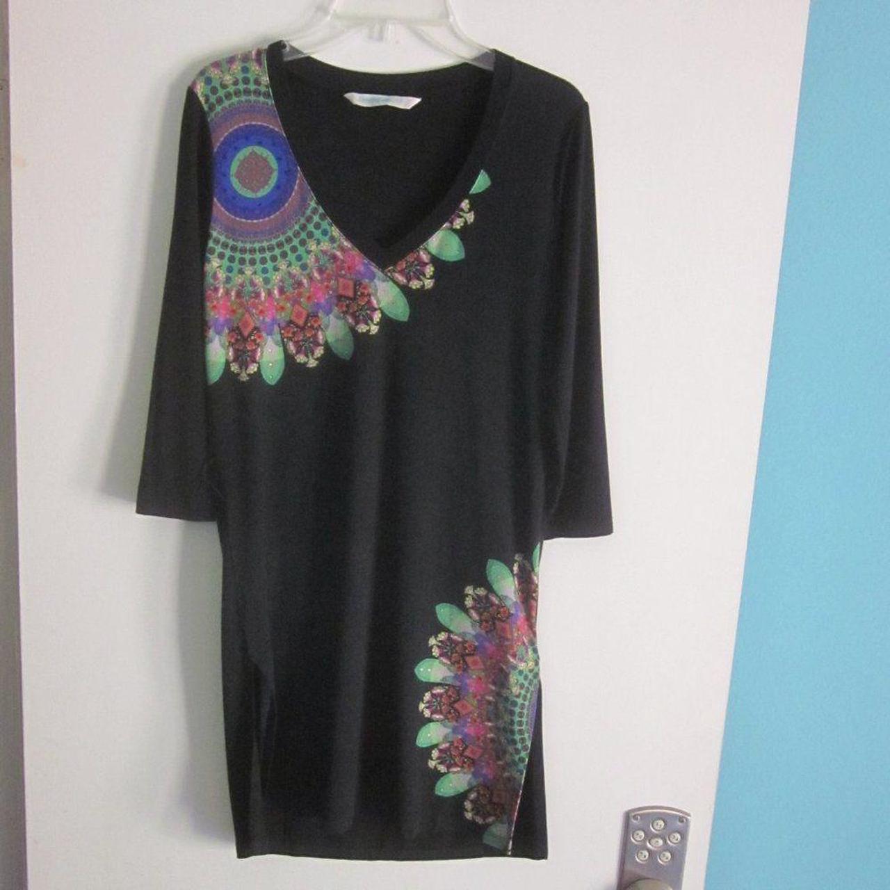 Desigual Women's Black and Green Dress (2)