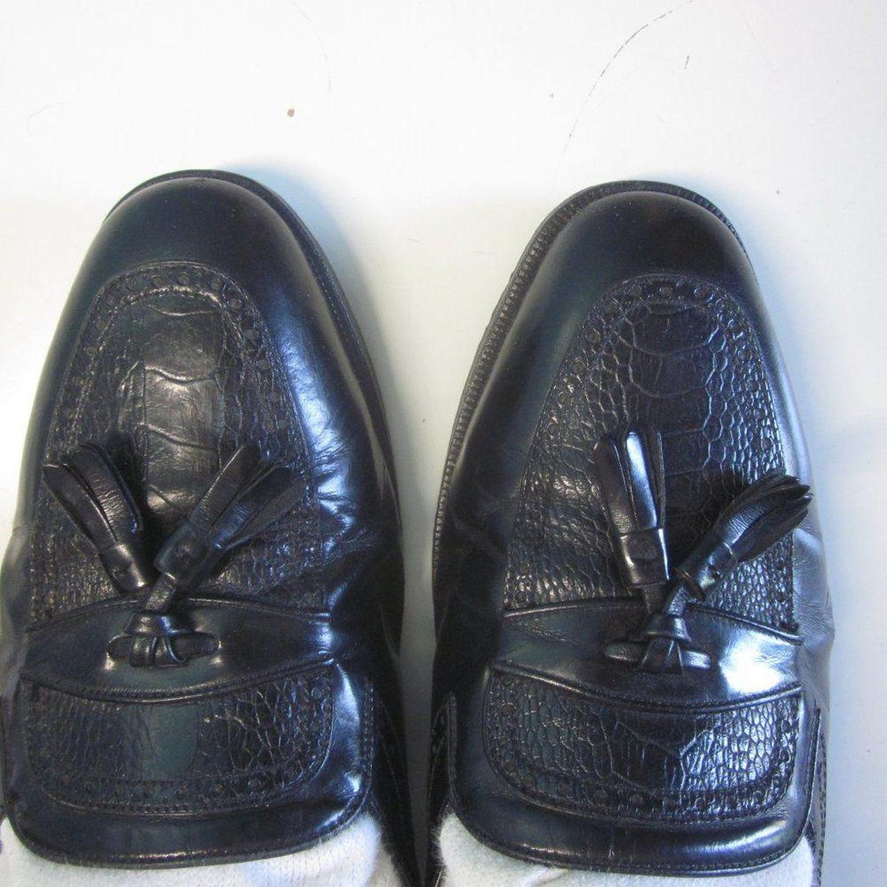 Mens Vintage Black Leather Tassel Loafers from... Depop