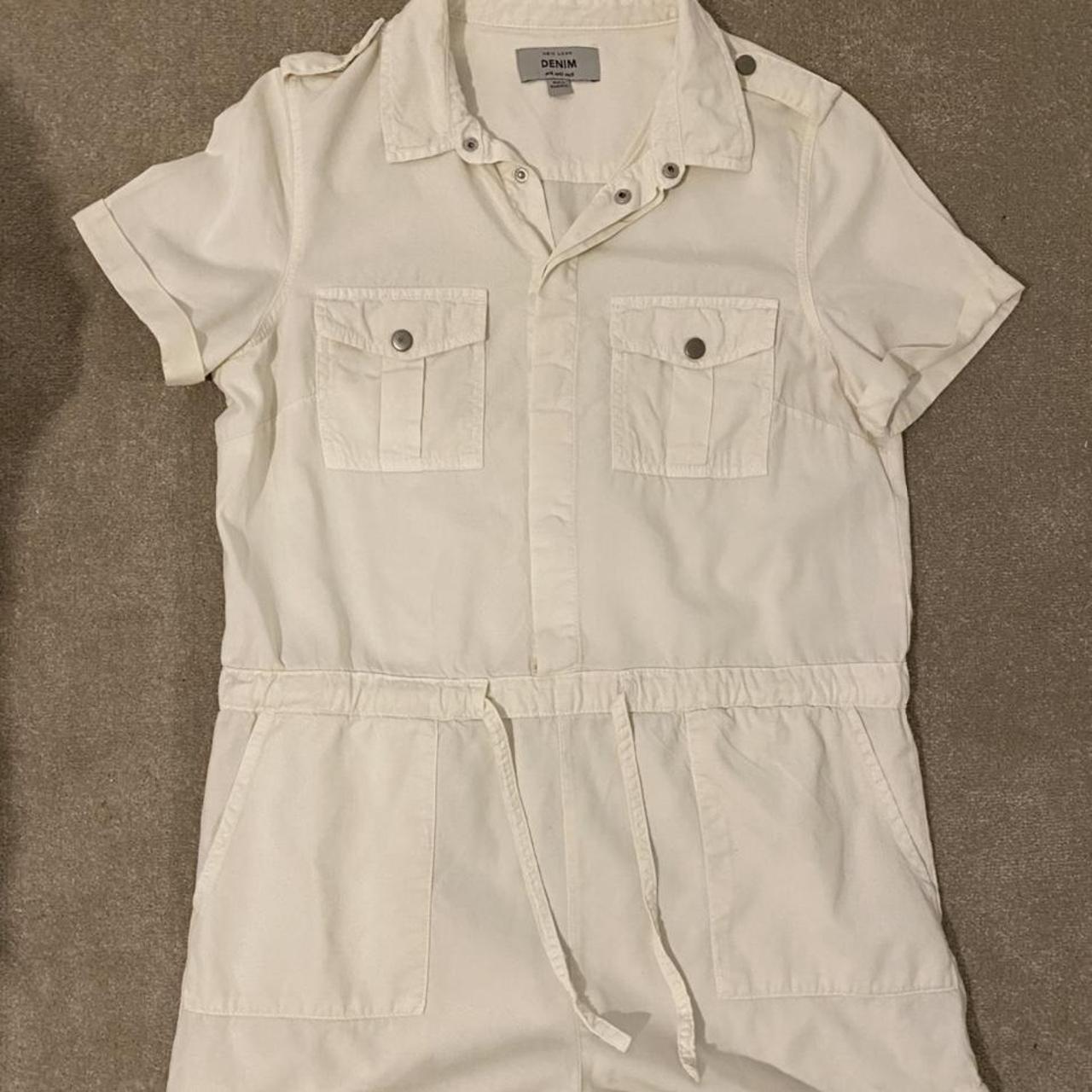 New Look cream denim playsuit, worn twice great... Depop