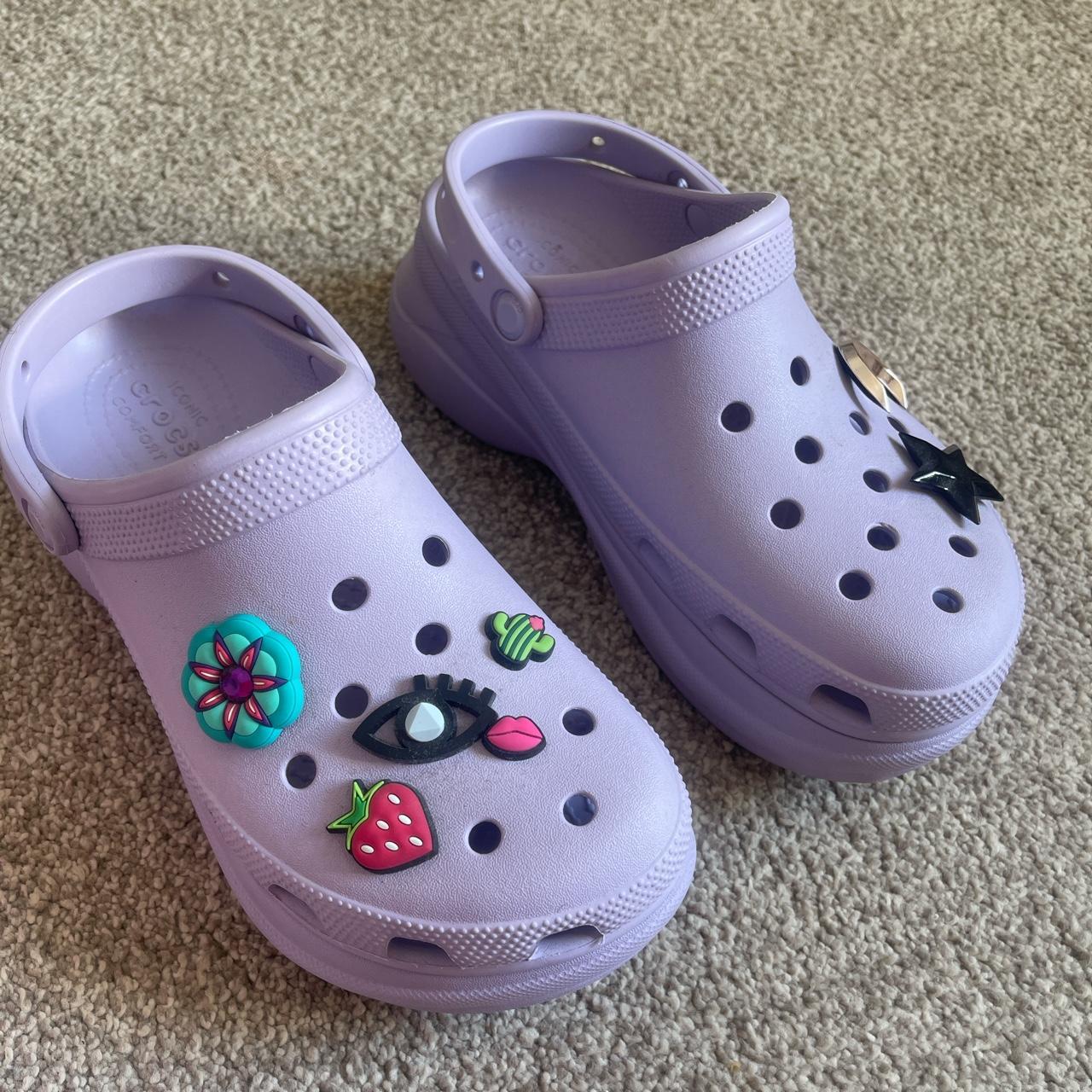 lilac platform crocs