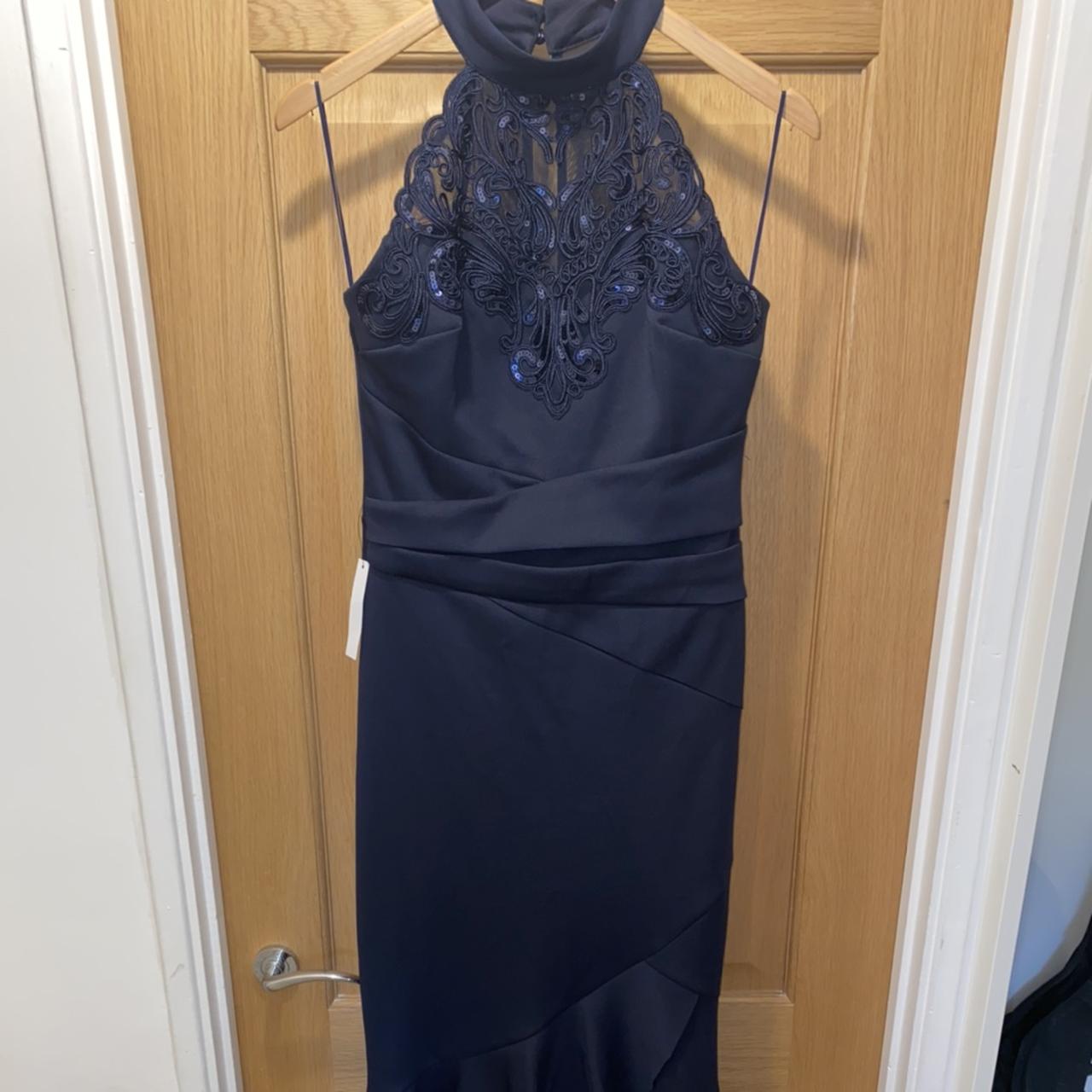 Lipsy brand new fishtail navy blue maxi dress with