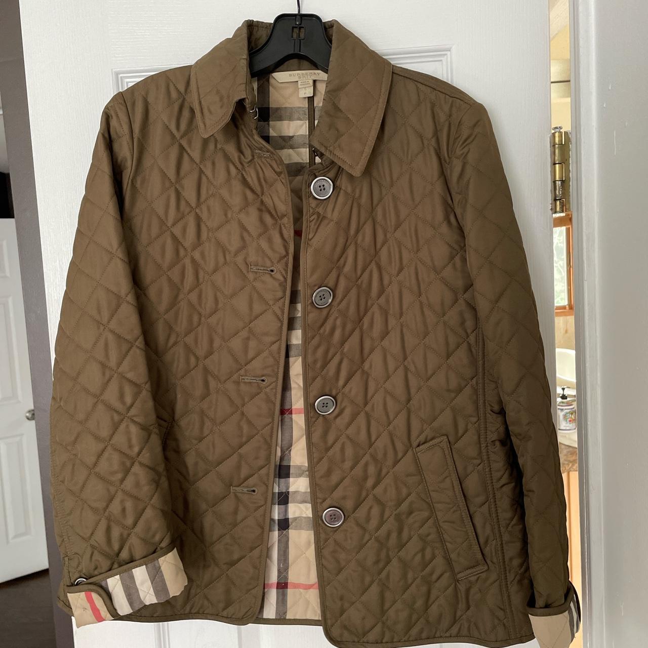 Burberry Brit Women's Khaki and Cream Jacket | Depop