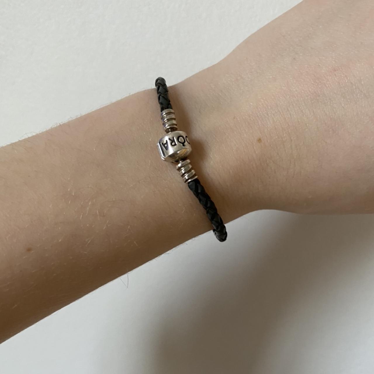 Pandora single deals black leather bracelet