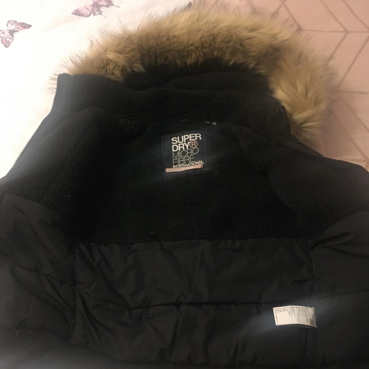 Superdry Women's Black and Tan Jacket | Depop