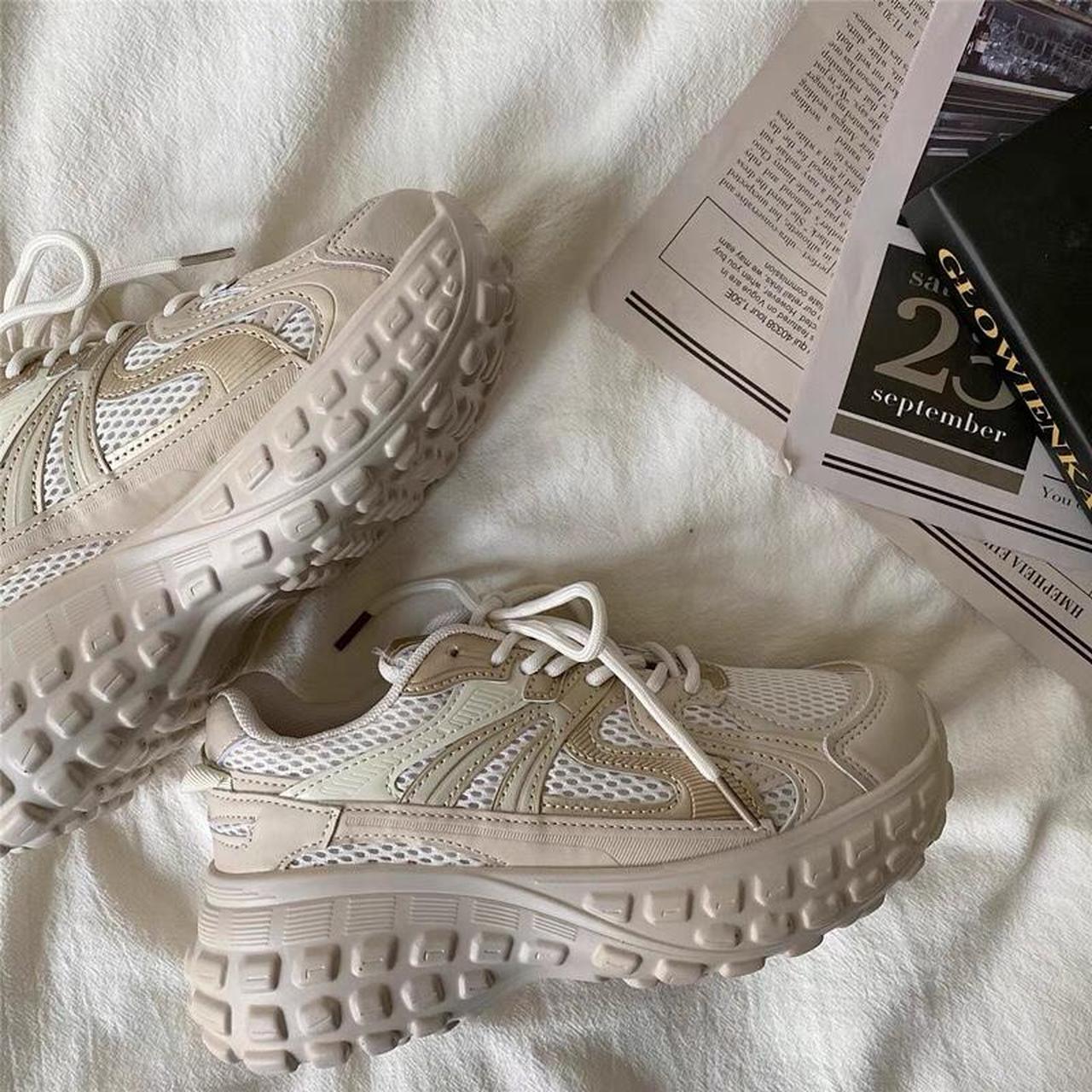 Women's Cream Trainers Depop