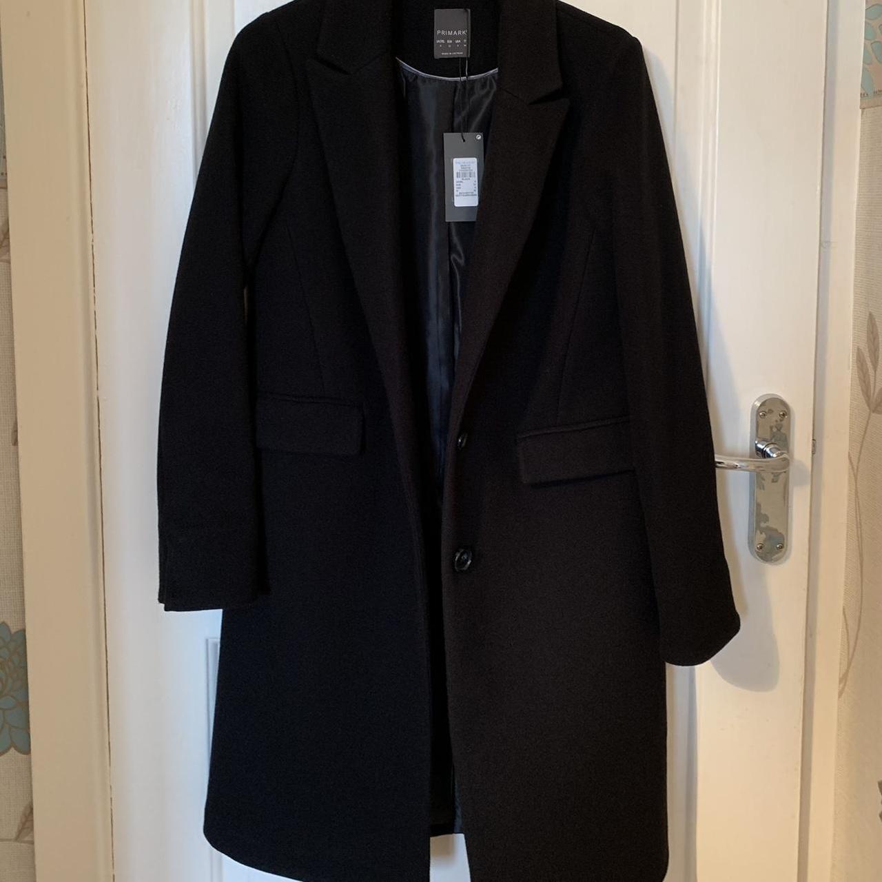 Primark women’s black single breasted coat Brand... - Depop