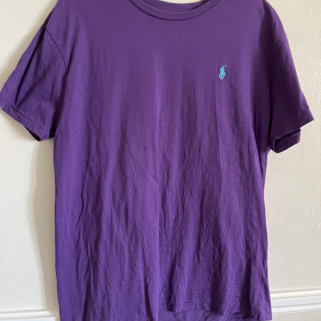 Purple Ralph Lauren T-shirt with blue logo size XL... - Depop