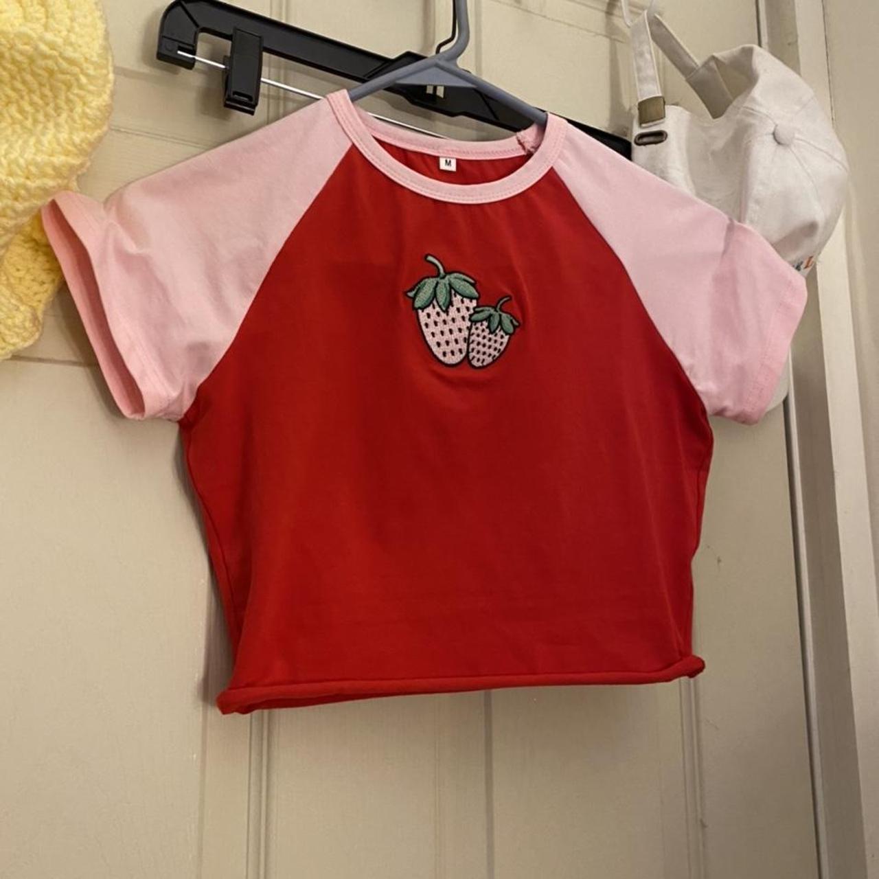 Super Cute Strawberry Crop Top! Tag Says M But Fits - Depop