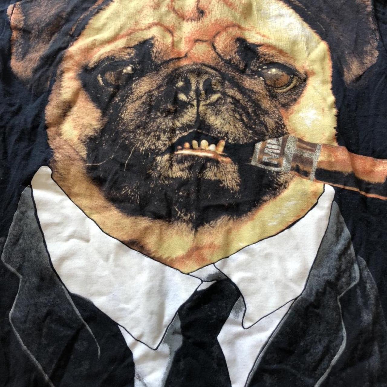 Vintage men in black Pug Dog smoking cigar Alien... - Depop