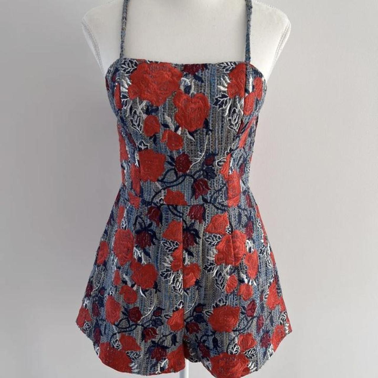 KOOKAÏ Women's Red and Blue Playsuitromper Depop