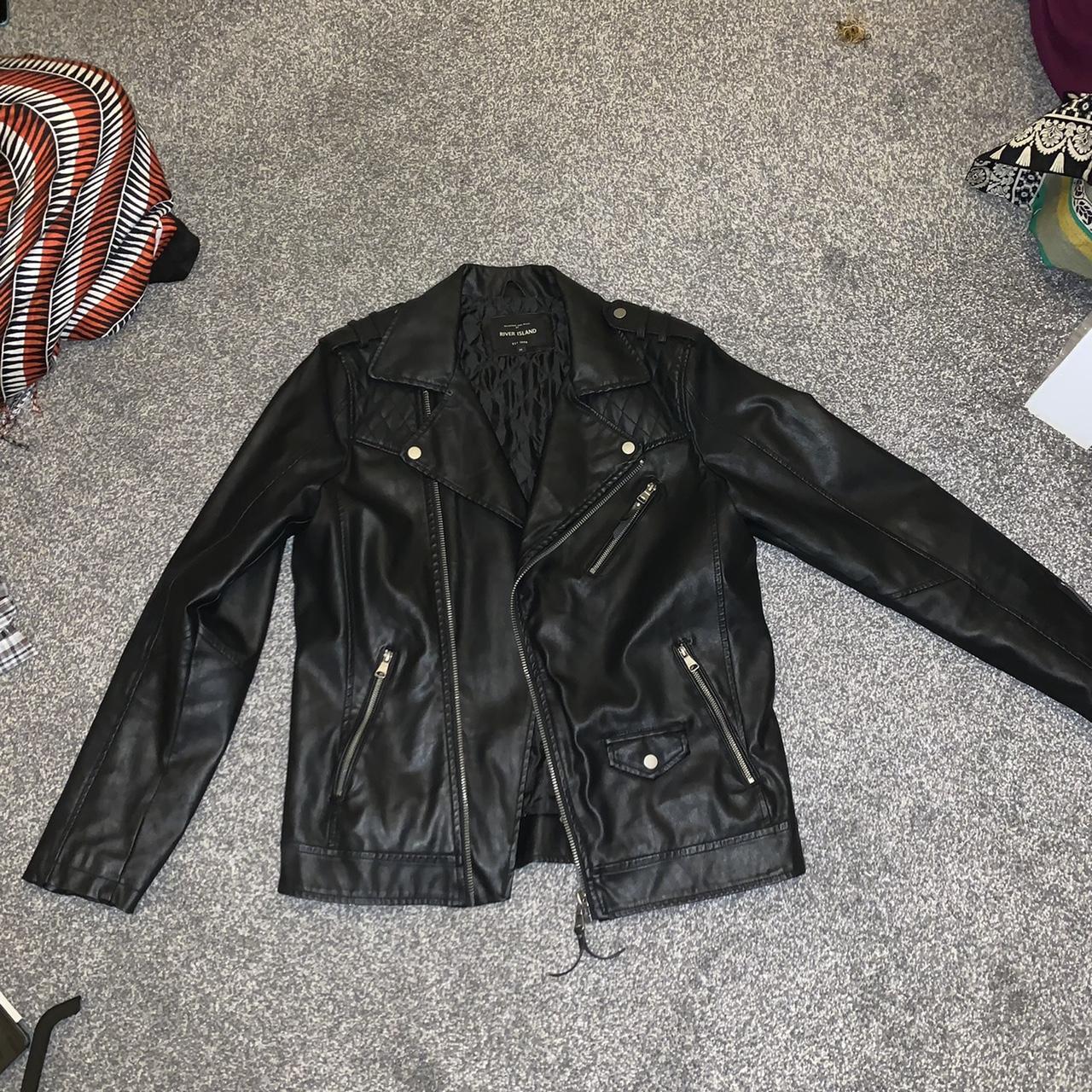 River Island Mens M Leather Jacket Depop