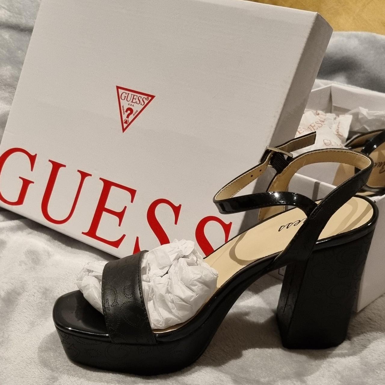 Guess sandals size 4 black 4 inch heels RRP