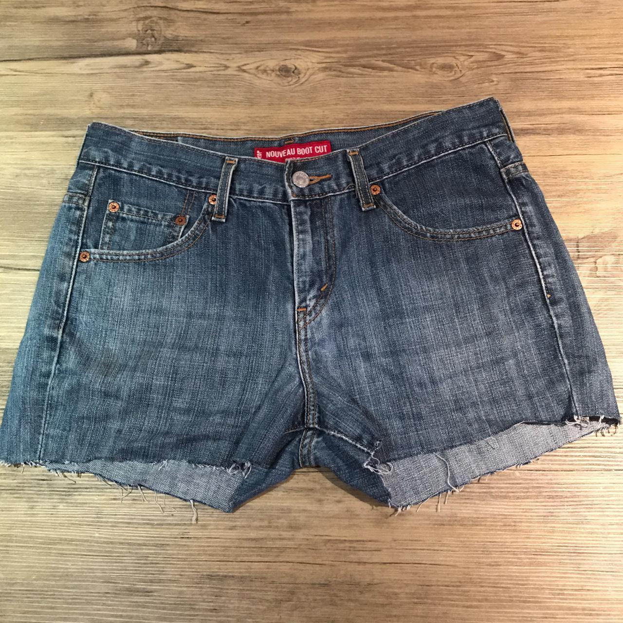 LEVIS upcycled LOW RISE Y2K style booty shorts size... - Depop