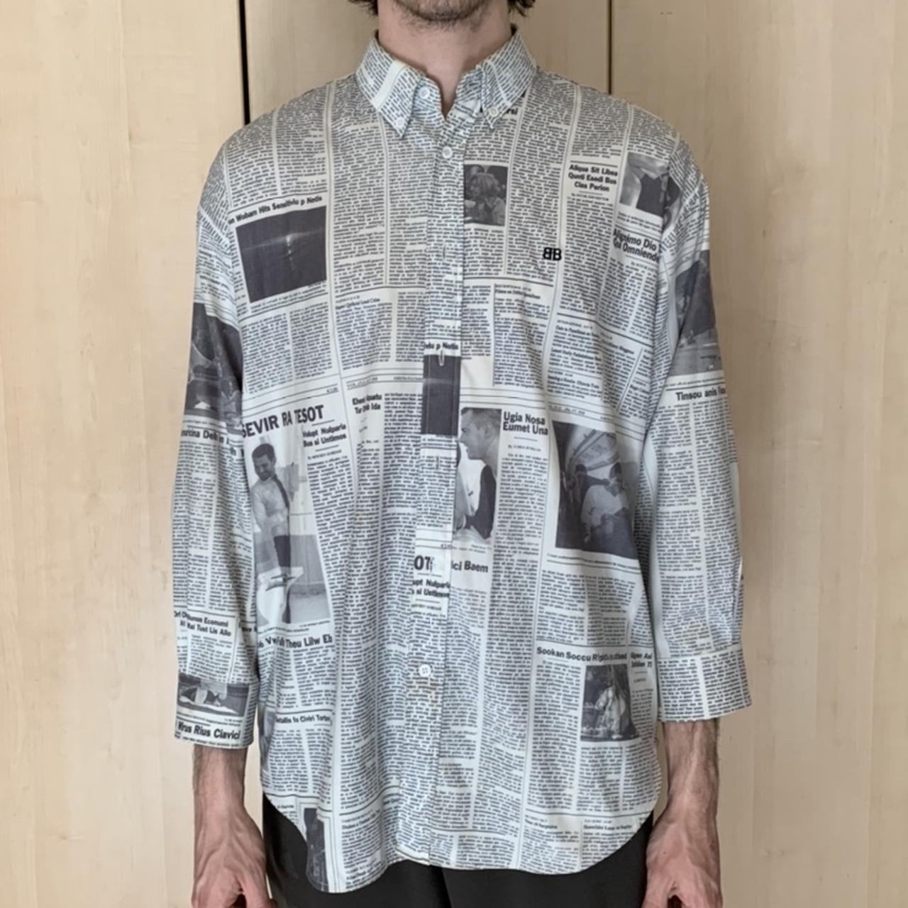 Balenciaga newspaper hot sale print shirt