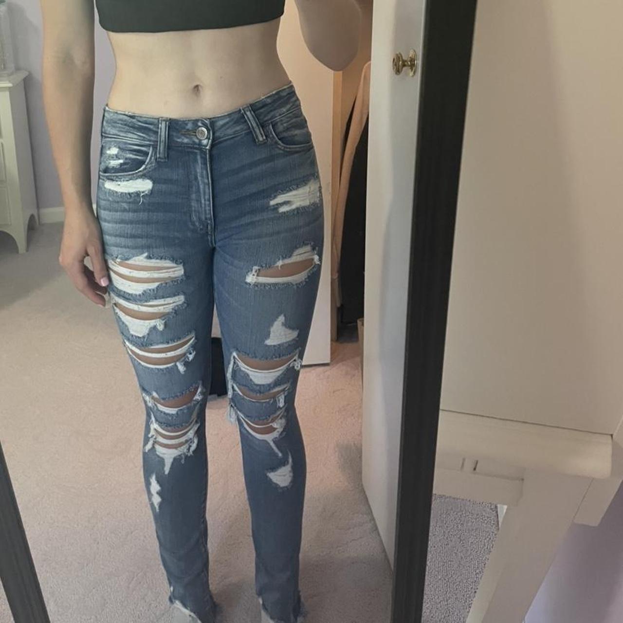 AMERICAN EAGLE brand dark ripped jeans 💙 •mid rise, - Depop