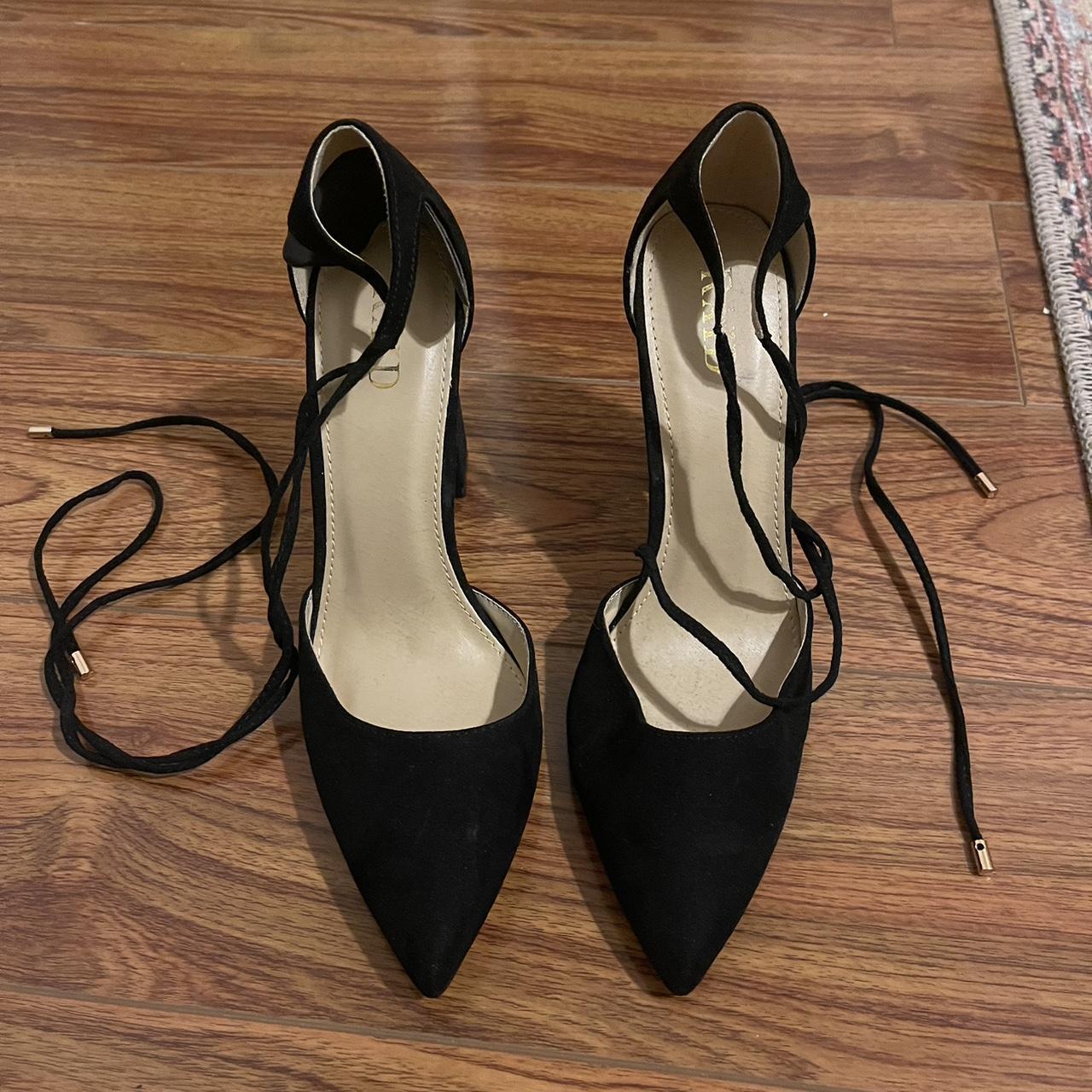 Black 4 inch strappy heels. Perfect for weddings or... - Depop