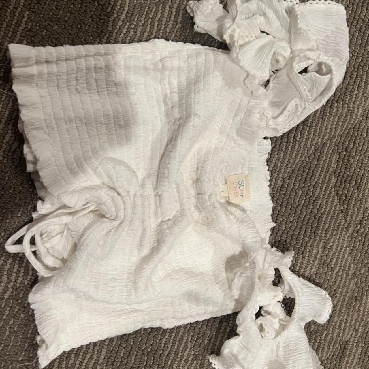 super cute white ruffle top worn once! was... - Depop