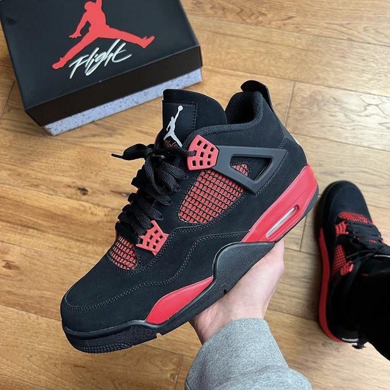 Jordan Men's Red and Black Trainers | Depop