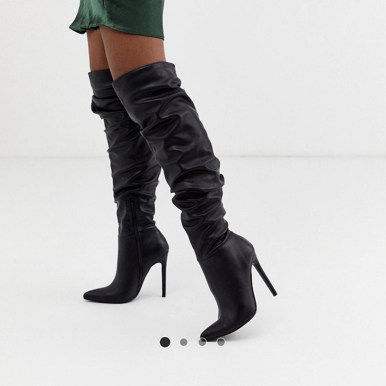 Slouch knee high boots from ASOS, worn once for an... - Depop