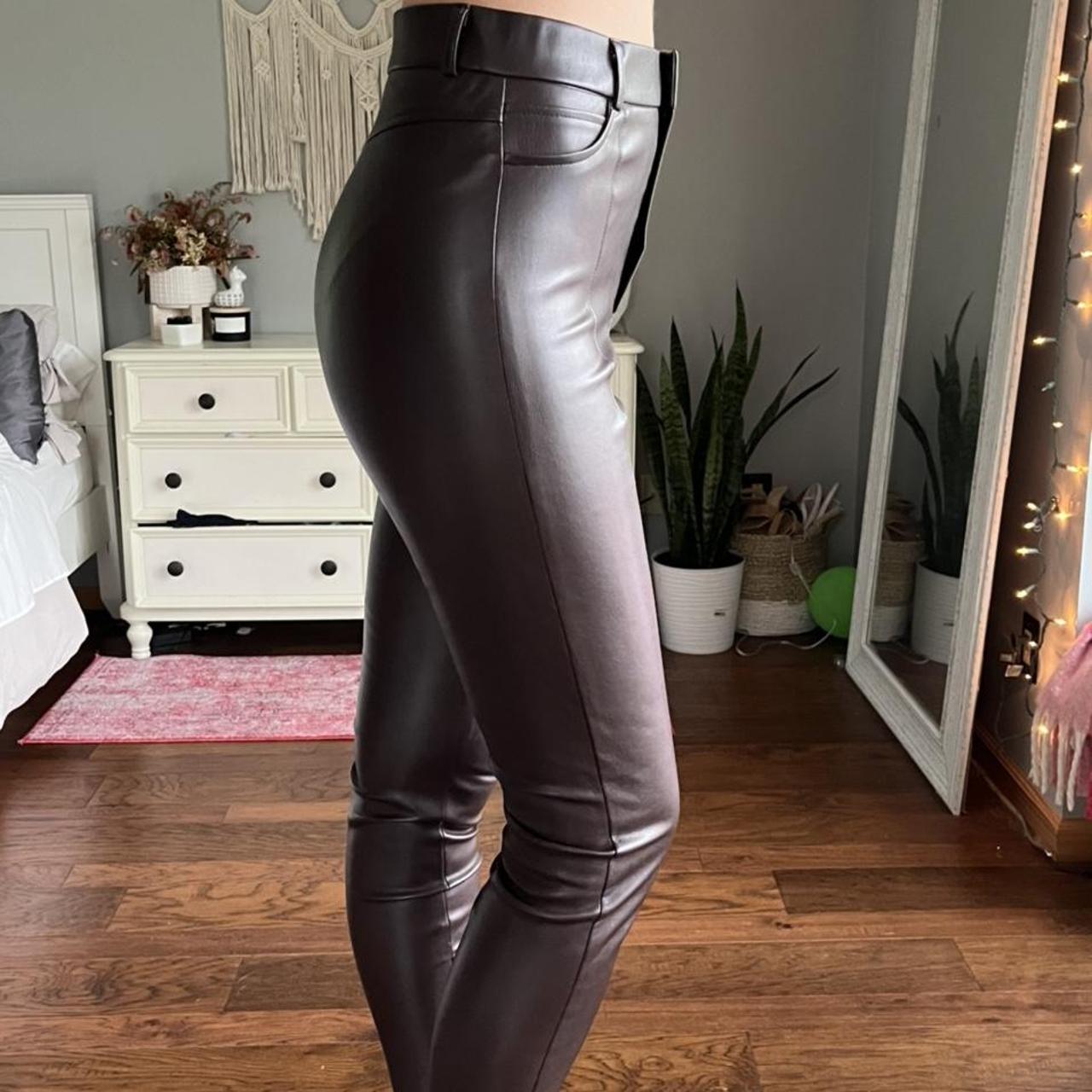 Dark Brown leather pants. From Zara! Never worn,... Depop