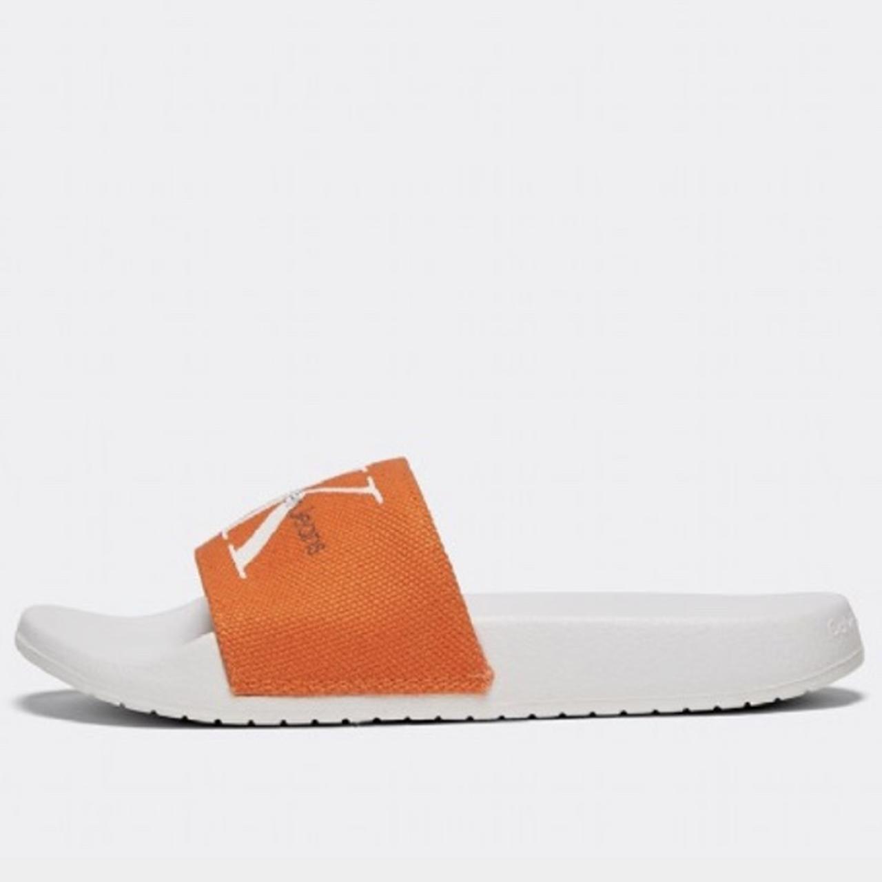 BRAND NEW Calvin Klein Orange White Slides NEVER Depop