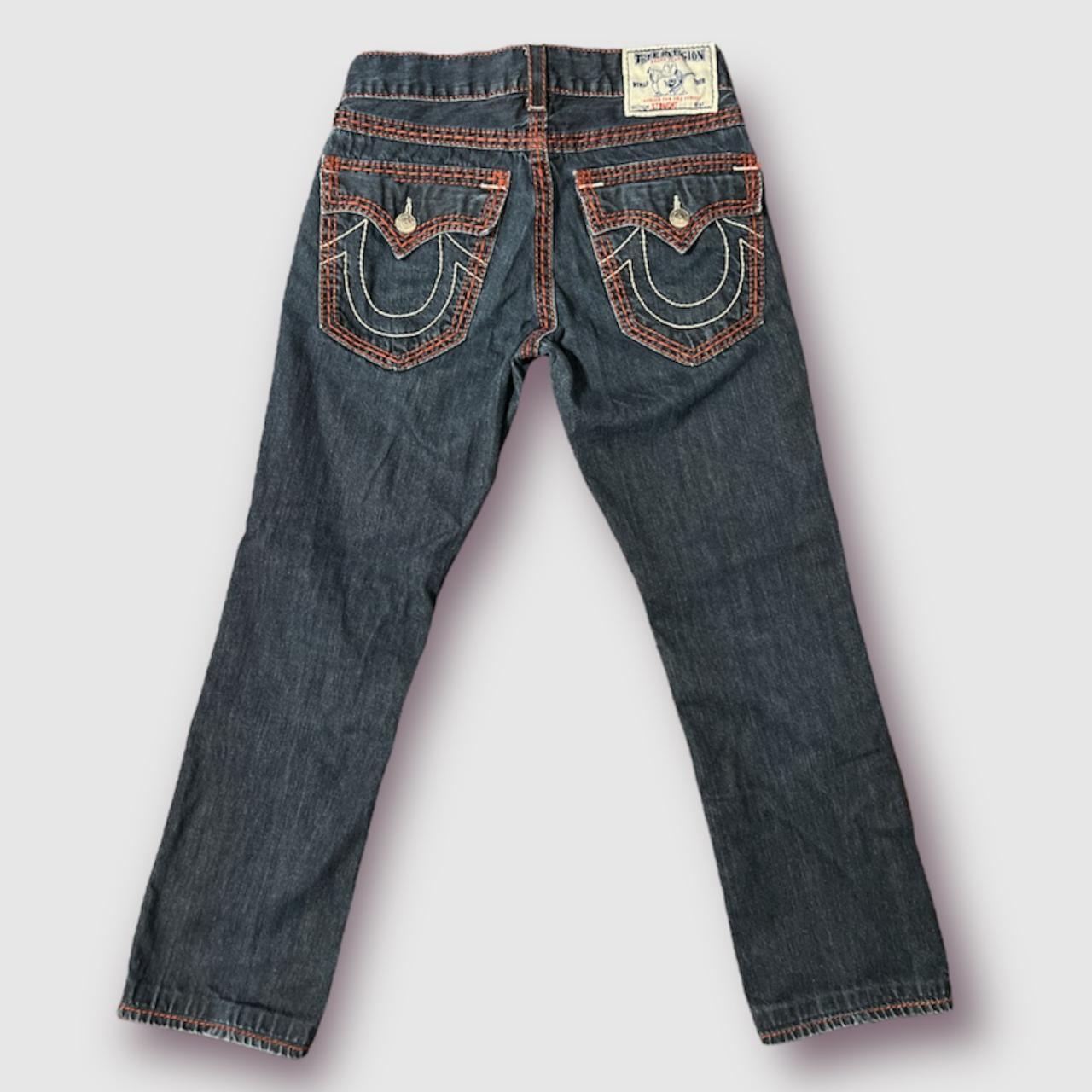 TRUE RELIGION JEANS DARK WASH TRUES WITH THAT THICK... Depop