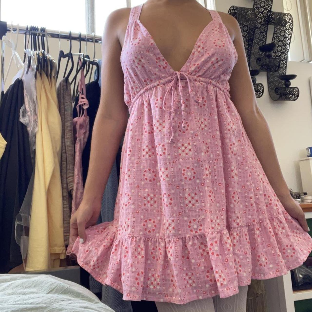 Urban Outfitters Baby Pink Sundress with woven... Depop
