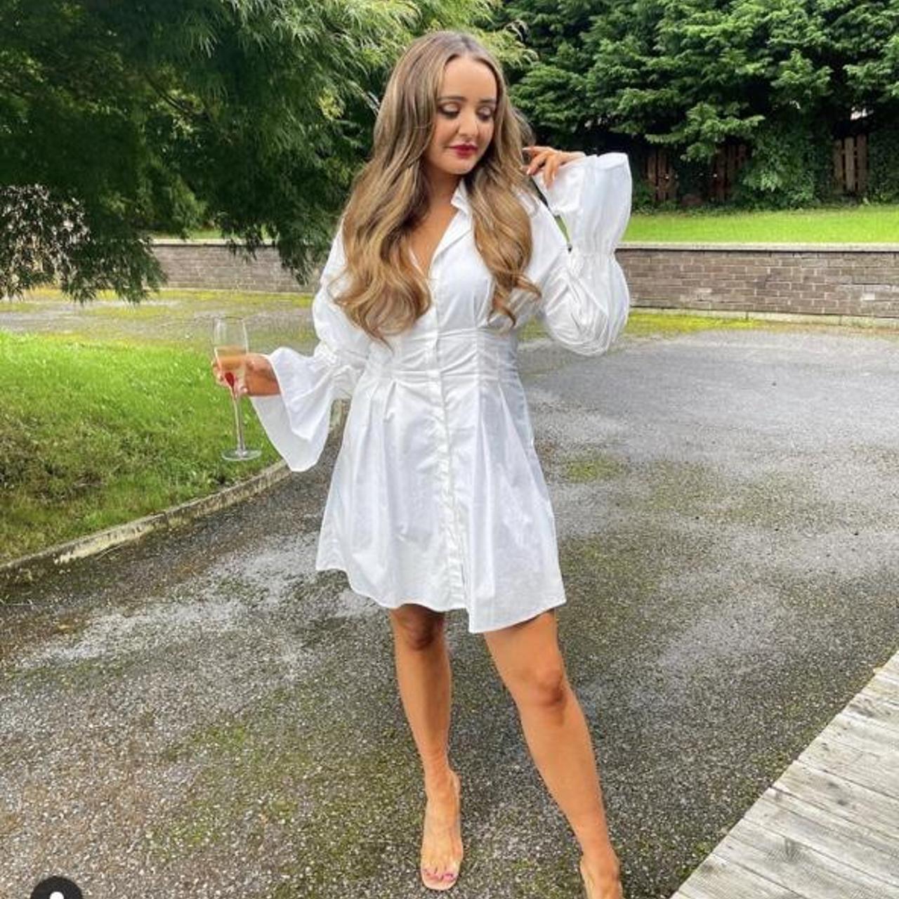 Missguided White Shirt Dress with cowbell sleeves. Depop