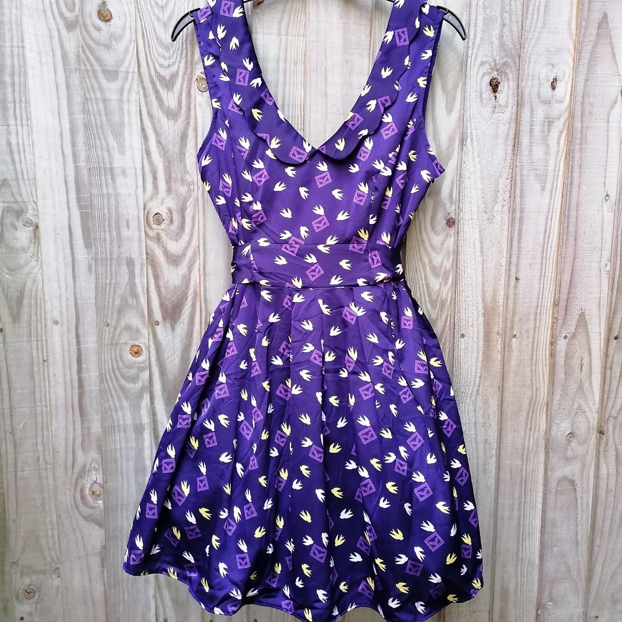 Miss Selfridge 00s Purple Bird Print Prom Dress BNWT