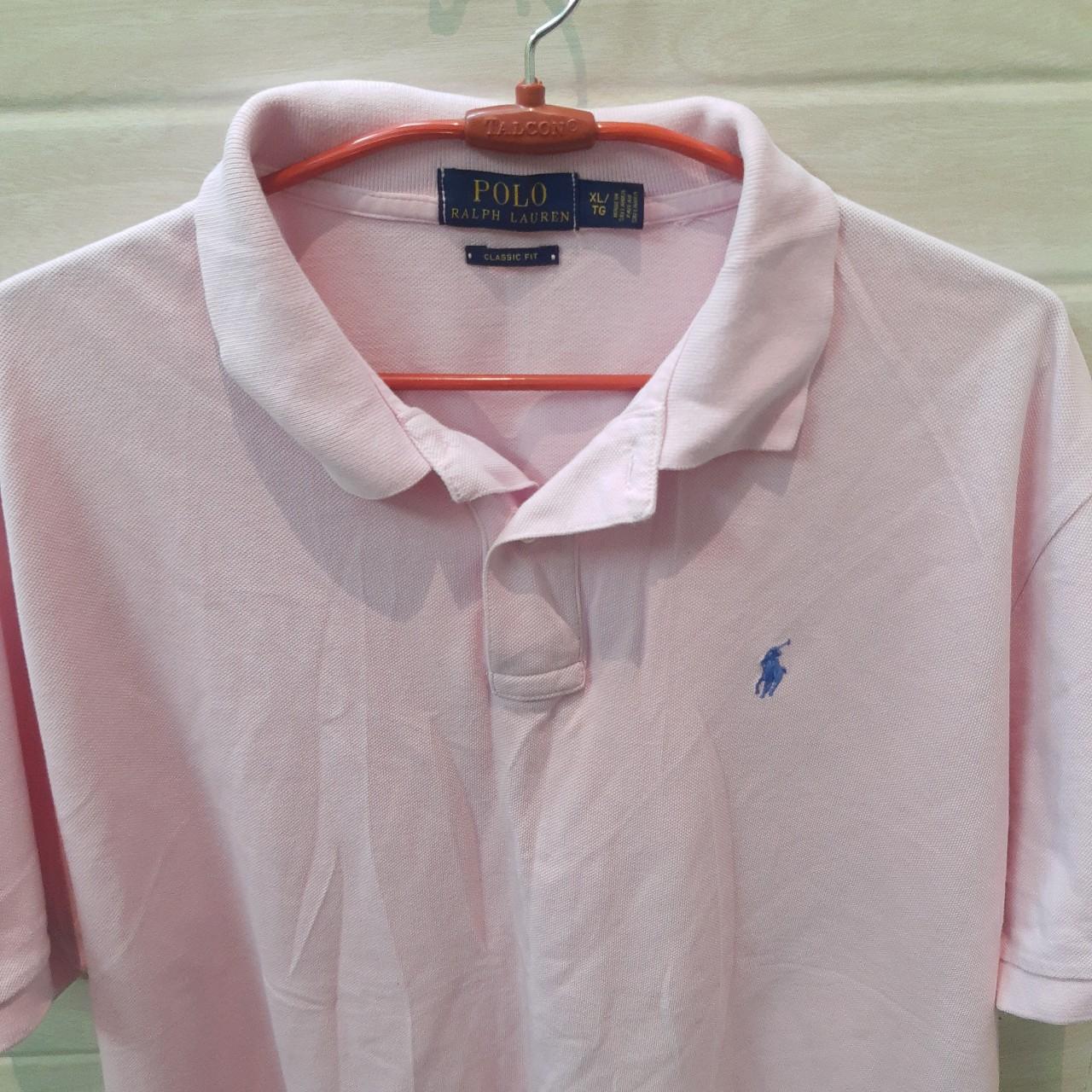 Ralph Lauren Baby Pink Polo T-Shirt, XL fits true to... - Depop