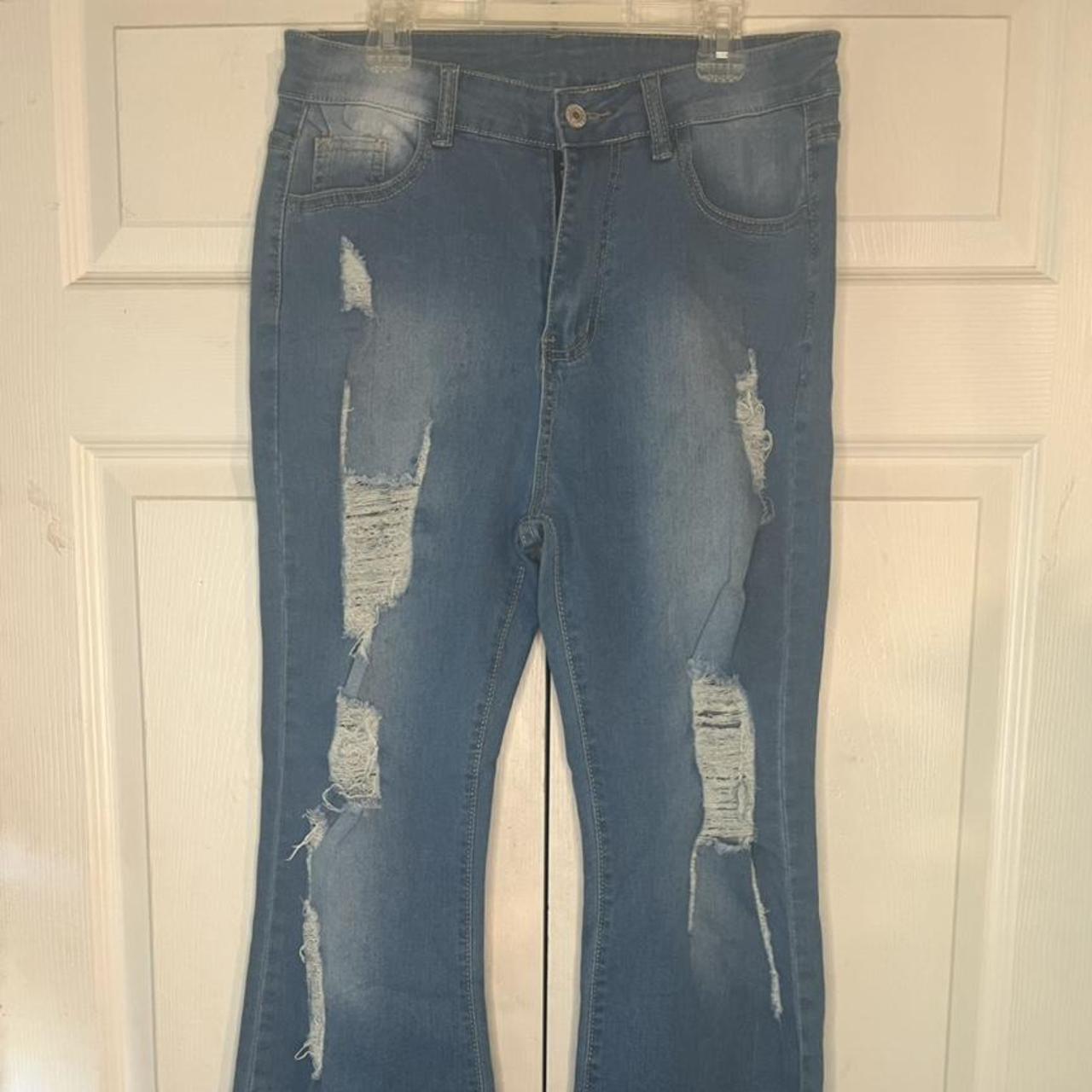 Women's Navy and Blue Jeans | Depop