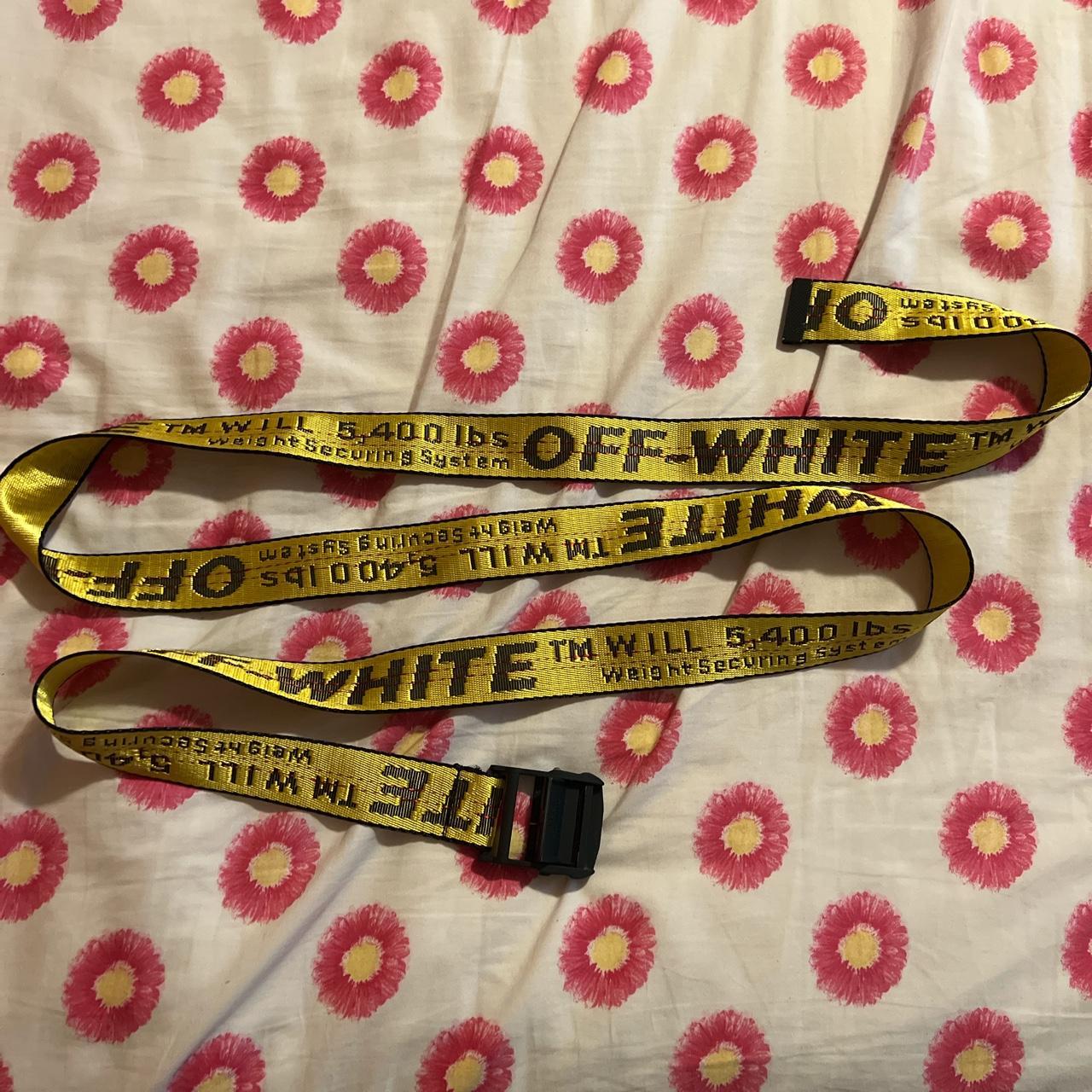 off white yellow industrial belt every hypebeasts... - Depop