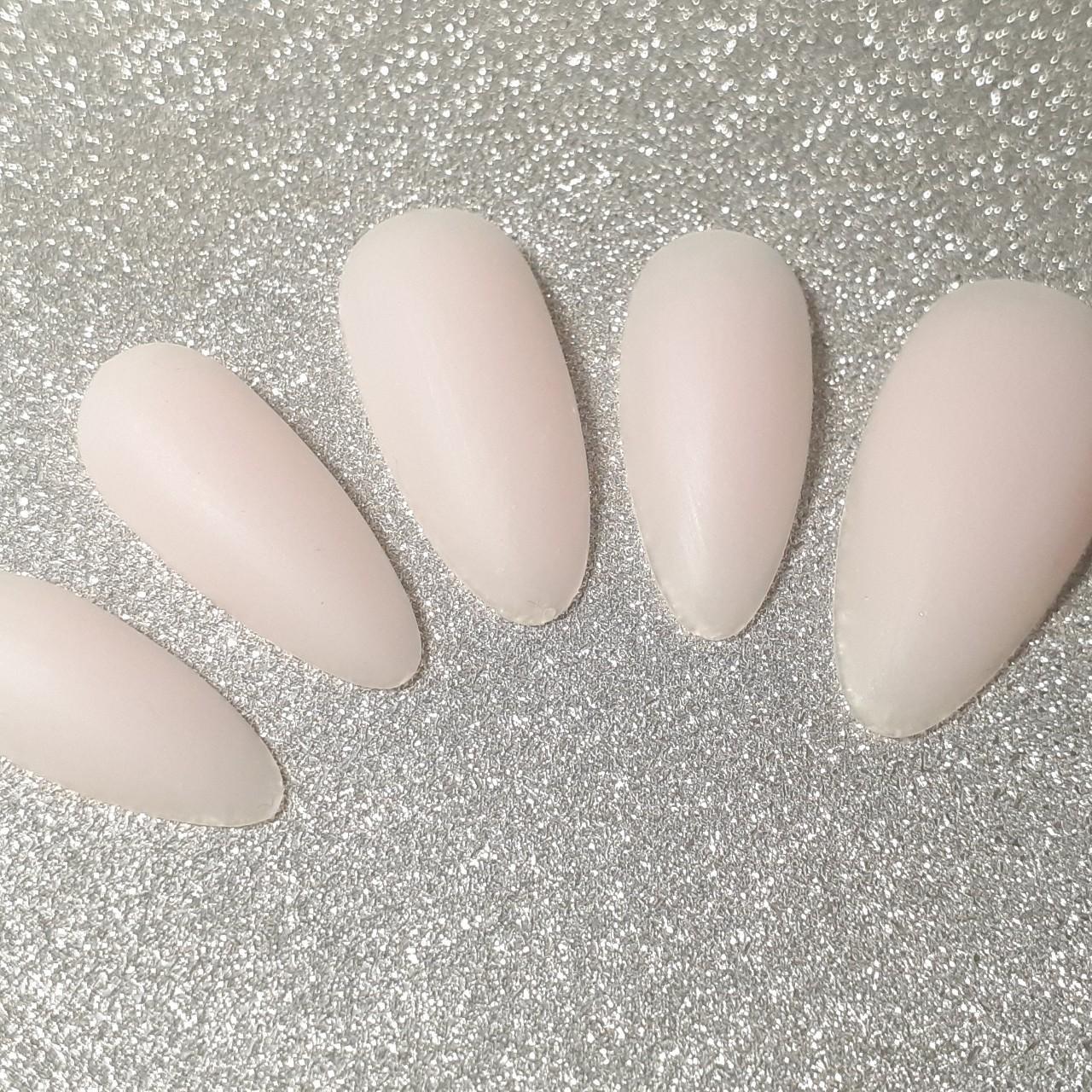 20 piece sheer pink almond nails 10 sizes, 2 of each - Depop