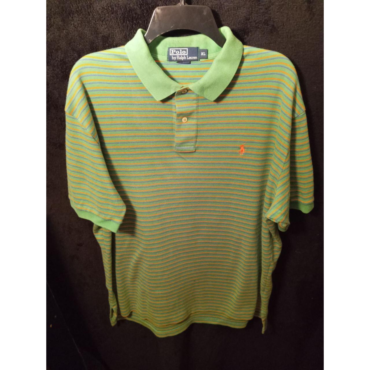 Polo Ralph Lauren men's Green stripped short sleeve... - Depop