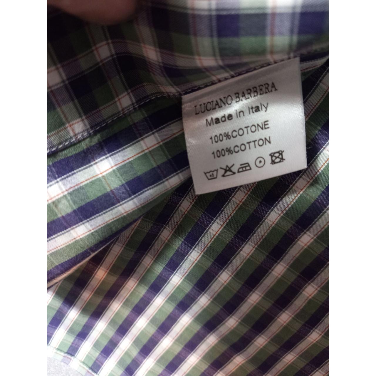 Luciano Barbera Shirt Mens Large Green Checkered... - Depop