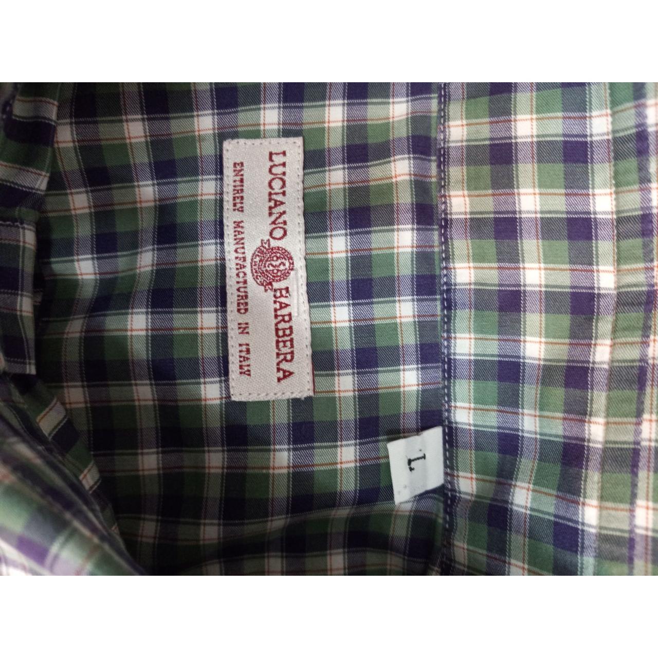 Luciano Barbera Shirt Mens Large Green Checkered... - Depop