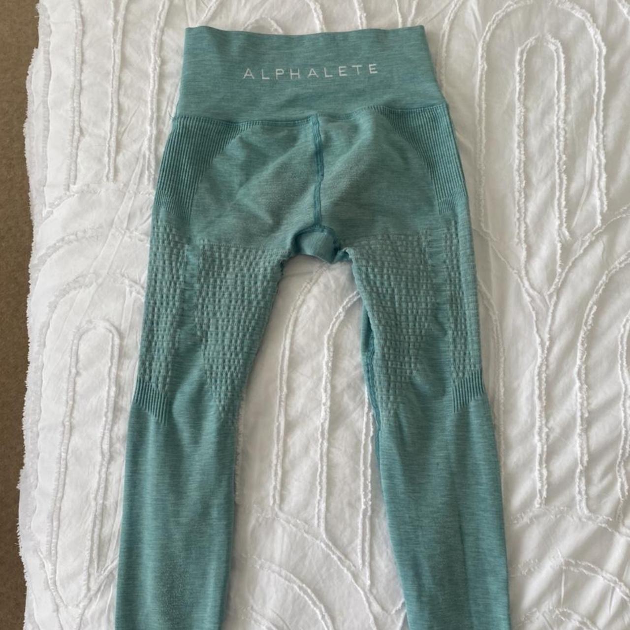 Alphalete halo leggings in aquamarine (teal blue).... Depop