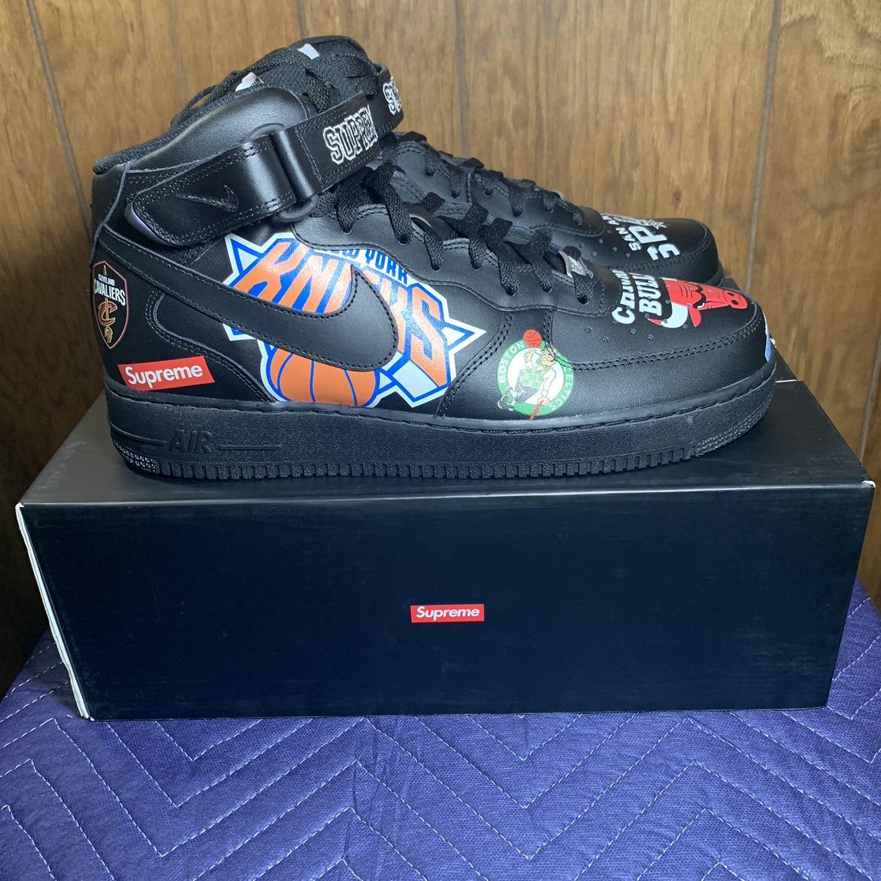 Supreme x NBA x Air Force 1 Mid 07 ‘Black’ - Size:... - Depop