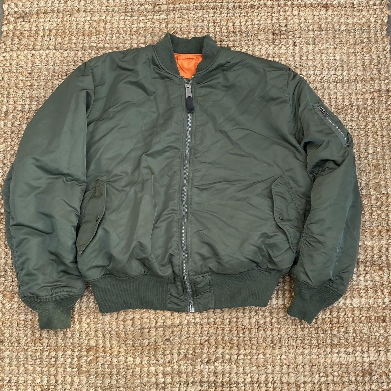 Alpha Industries bomber jacket in army green. Size XXL - Depop