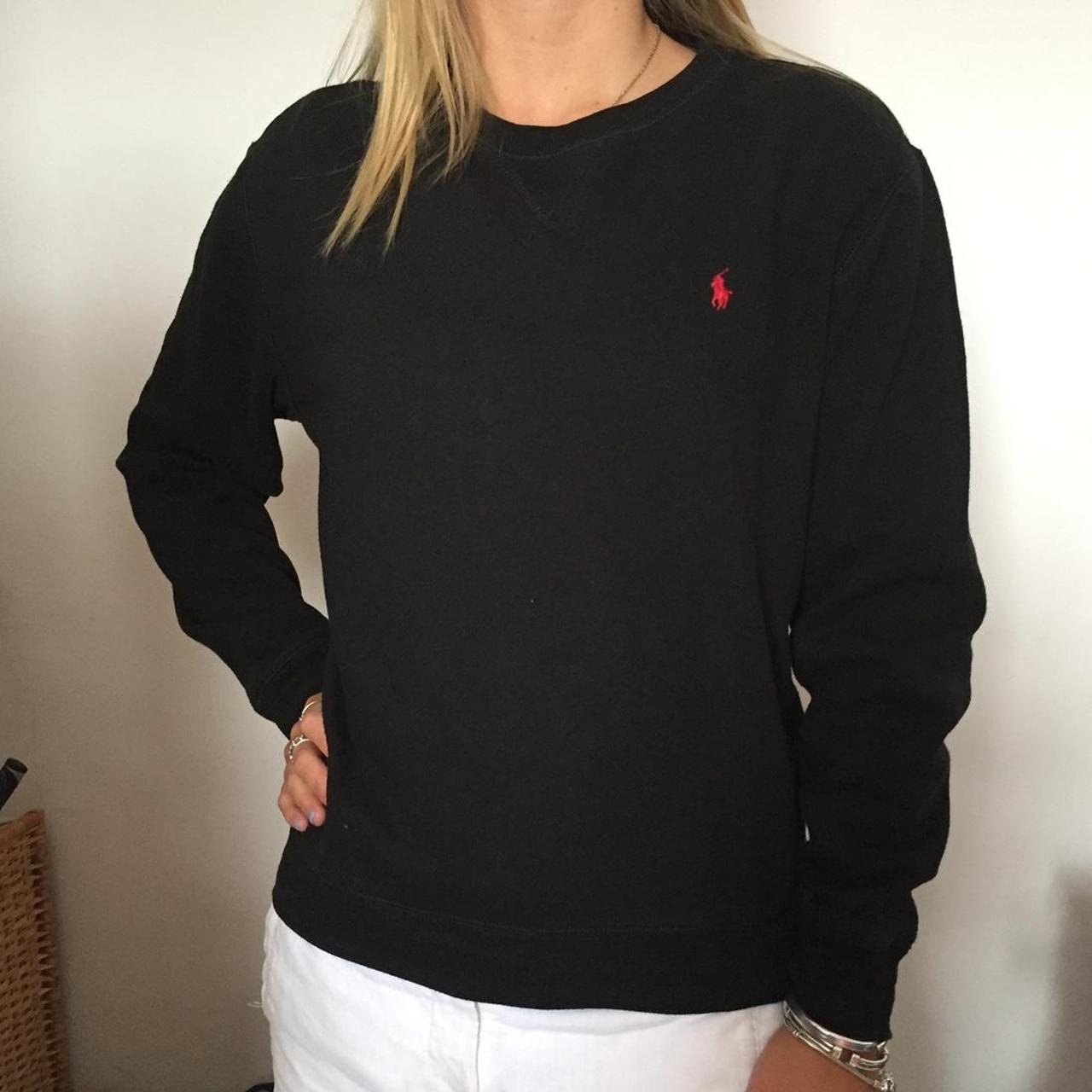 black polo sweater with red horse