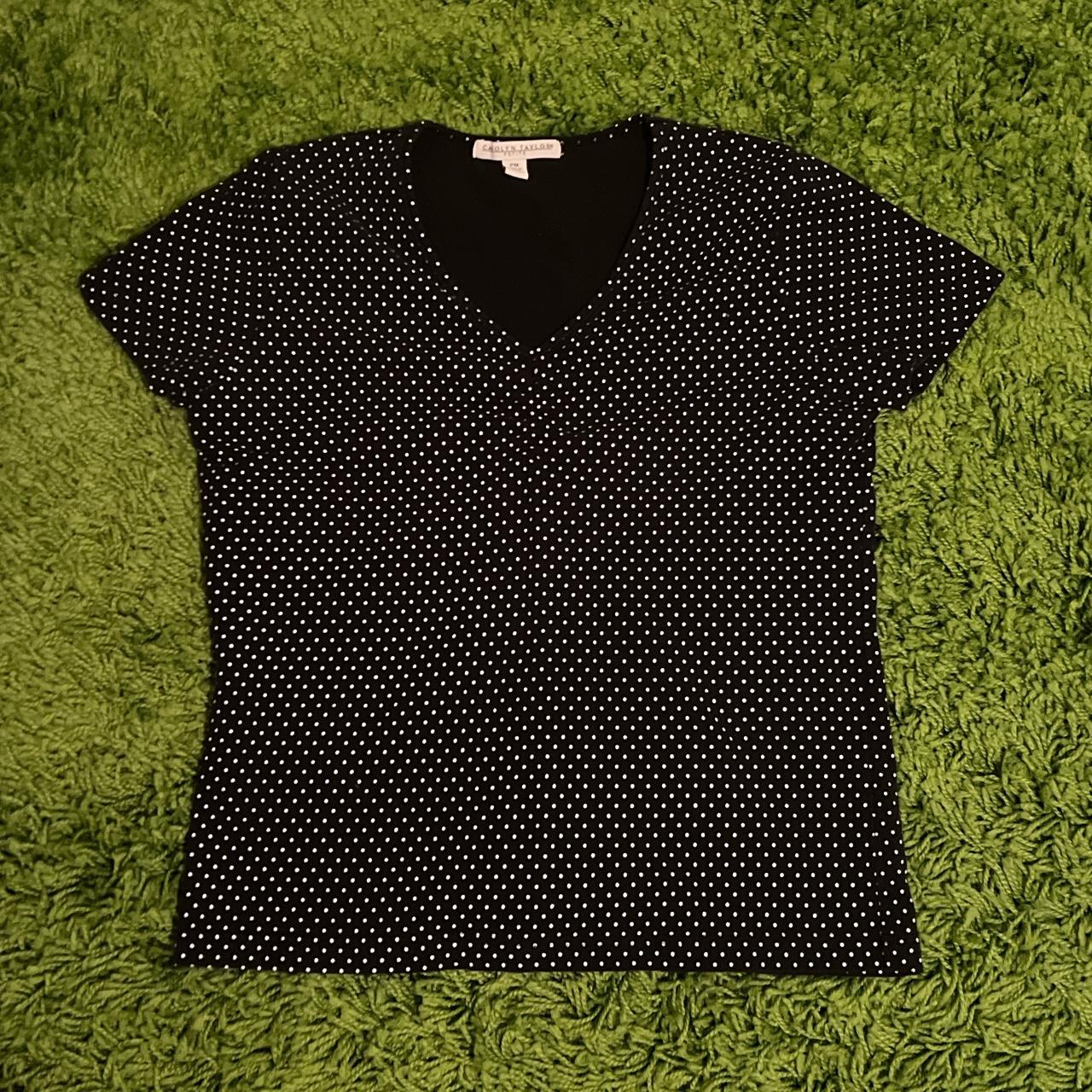 black & white polka dot top - size petite medium -... - Depop