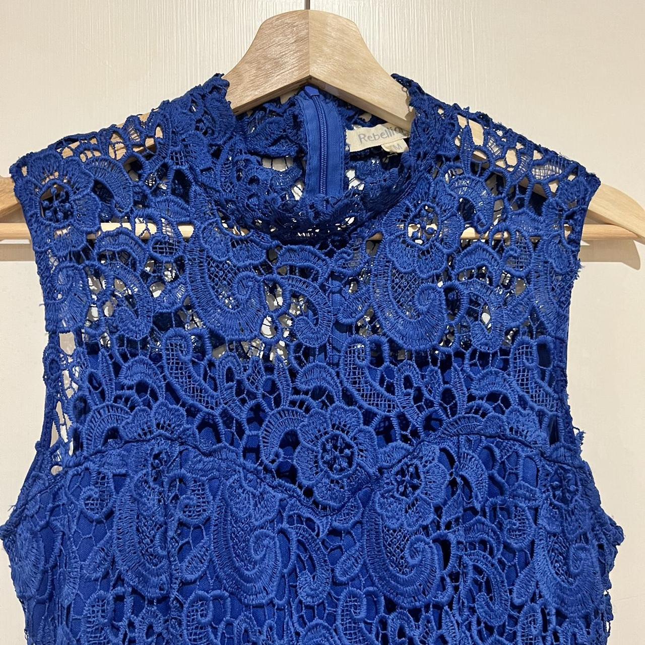 Beautiful peacock blue lace dress. Lined from bust... - Depop