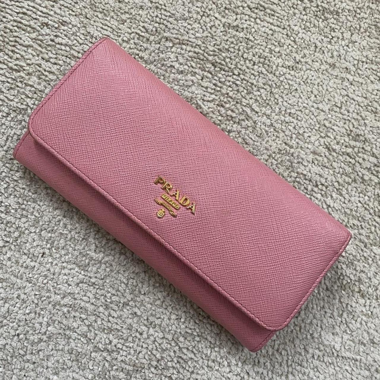 Prada Large Saffiano Zip-Around Wallet Pink