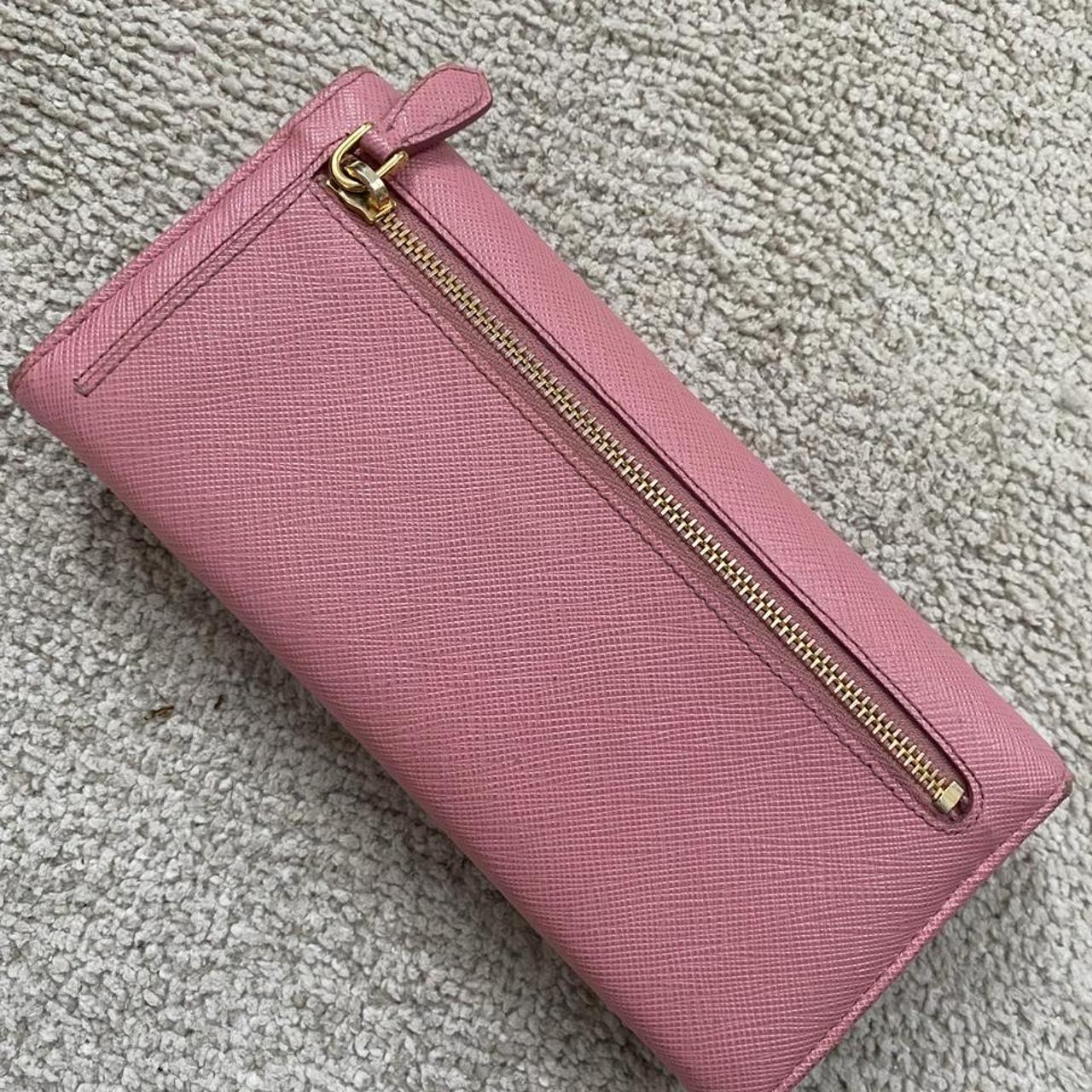 Prada Large Saffiano Zip-Around Wallet Pink