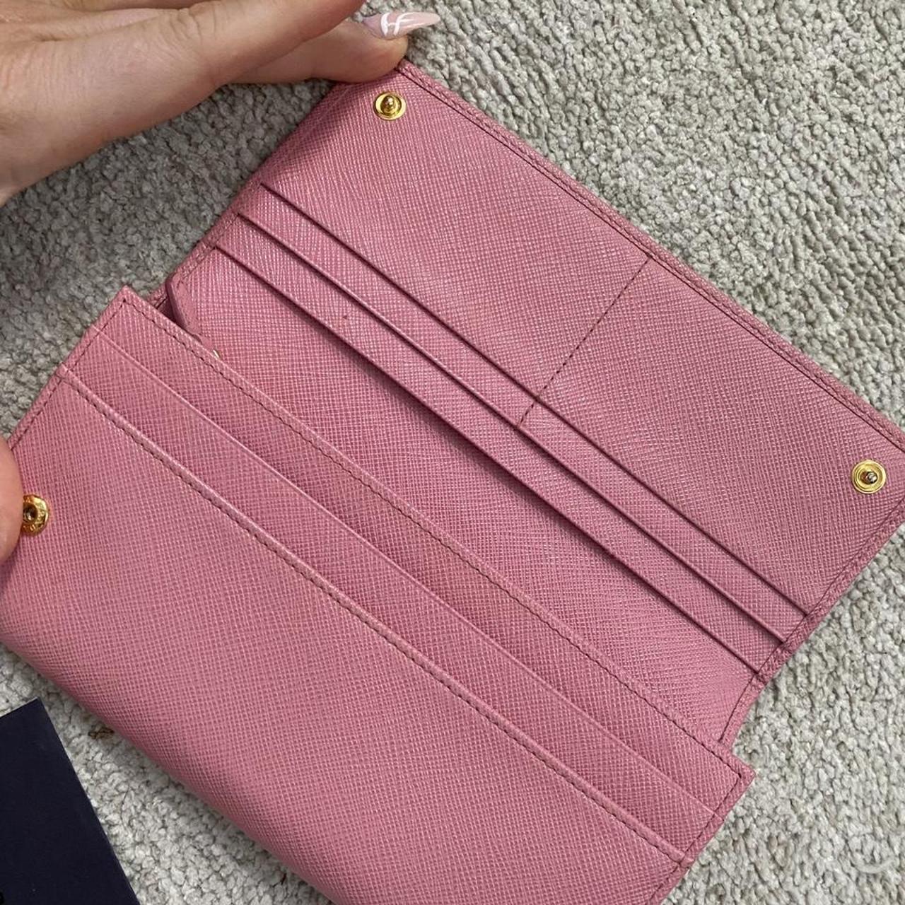 Prada Large Saffiano Zip-Around Wallet Pink